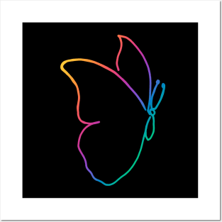 One line butterfly Posters and Art